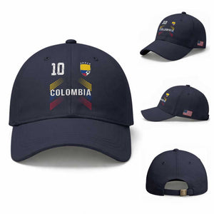 Colombia Soccer Sports Graphic Number 10 Jersey Style Baseball Cap Proud Colombian Football Fans Game Day Pride TS02 Baseball Cap Universal Fit Navy Print Your Wear