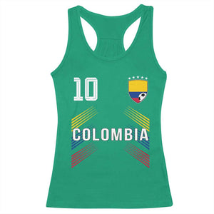 Colombia Soccer Sports Graphic Number 10 Jersey Style Racerback Tank Top Proud Colombian Football Fans Game Day Pride TS02 Irish Green Print Your Wear