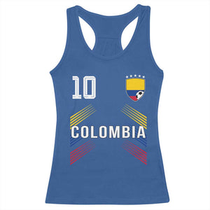 Colombia Soccer Sports Graphic Number 10 Jersey Style Racerback Tank Top Proud Colombian Football Fans Game Day Pride TS02 Royal Blue Print Your Wear
