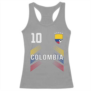Colombia Soccer Sports Graphic Number 10 Jersey Style Racerback Tank Top Proud Colombian Football Fans Game Day Pride TS02 Sport Gray Print Your Wear