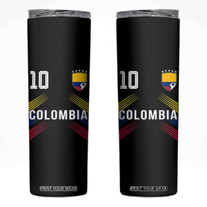 Colombia Soccer Sports Graphic Number 10 Jersey Style Skinny Tumbler Proud Colombian Football Fans Game Day Pride TS02 Black Print Your Wear