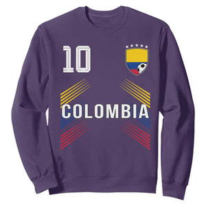 Colombia Soccer Sports Graphic Number 10 Jersey Style Sweatshirt Proud Colombian Football Fans Game Day Pride TS02 Purple Print Your Wear