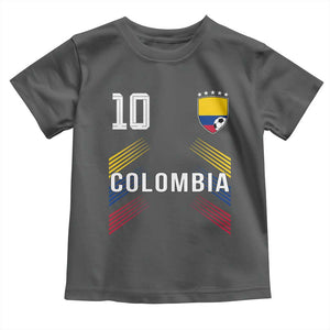 Colombia Soccer Sports Graphic Number 10 Jersey Style Toddler T Shirt Proud Colombian Football Fans Game Day Pride TS02 Dark Heather Print Your Wear
