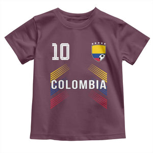 Colombia Soccer Sports Graphic Number 10 Jersey Style Toddler T Shirt Proud Colombian Football Fans Game Day Pride TS02 Maroon Print Your Wear