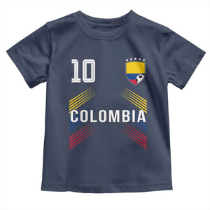 Colombia Soccer Sports Graphic Number 10 Jersey Style Toddler T Shirt Proud Colombian Football Fans Game Day Pride TS02 Navy Print Your Wear