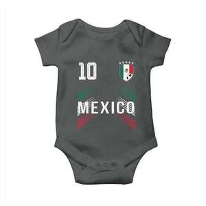 Mexico Soccer Sports Graphic Number 10 Jersey Style Baby Onesie Proud Mexican Football Fans Game Day Pride TS02 Dark Heather Print Your Wear
