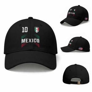Mexico Soccer Sports Graphic Number 10 Jersey Style Baseball Cap Proud Mexican Football Fans Game Day Pride TS02 Baseball Cap Universal Fit Black Print Your Wear