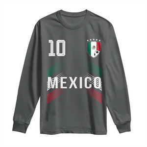 Mexico Soccer Sports Graphic Number 10 Jersey Style Long Sleeve Shirt Proud Mexican Football Fans Game Day Pride TS02 Dark Heather Print Your Wear