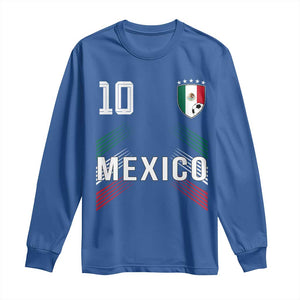 Mexico Soccer Sports Graphic Number 10 Jersey Style Long Sleeve Shirt Proud Mexican Football Fans Game Day Pride TS02 Royal Blue Print Your Wear