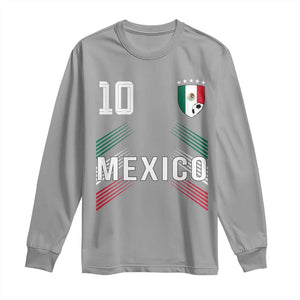 Mexico Soccer Sports Graphic Number 10 Jersey Style Long Sleeve Shirt Proud Mexican Football Fans Game Day Pride TS02 Sport Gray Print Your Wear