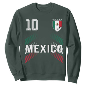 Mexico Soccer Sports Graphic Number 10 Jersey Style Sweatshirt Proud Mexican Football Fans Game Day Pride TS02 Dark Forest Green Print Your Wear