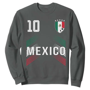Mexico Soccer Sports Graphic Number 10 Jersey Style Sweatshirt Proud Mexican Football Fans Game Day Pride TS02 Dark Heather Print Your Wear