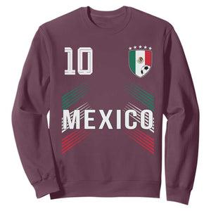 Mexico Soccer Sports Graphic Number 10 Jersey Style Sweatshirt Proud Mexican Football Fans Game Day Pride TS02 Maroon Print Your Wear