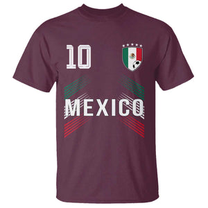 Mexico Soccer Sports Graphic Number 10 Jersey Style T Shirt Proud Mexican Football Fans Game Day Pride TS02 Maroon Print Your Wear