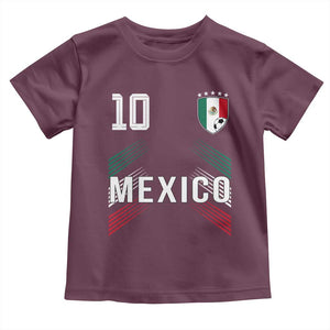 Mexico Soccer Sports Graphic Number 10 Jersey Style Toddler T Shirt Proud Mexican Football Fans Game Day Pride TS02 Maroon Print Your Wear