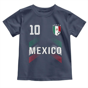 Mexico Soccer Sports Graphic Number 10 Jersey Style Toddler T Shirt Proud Mexican Football Fans Game Day Pride TS02 Navy Print Your Wear