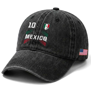 Mexico Soccer Sports Graphic Number 10 Jersey Style Washed Cotton Baseball Cap Proud Mexican Football Fans Game Day Pride TS02 Print Your Wear