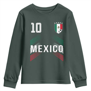 Mexico Soccer Sports Graphic Number 10 Jersey Style Youth Sweatshirt Proud Mexican Football Fans Game Day Pride TS02 Dark Forest Green Print Your Wear