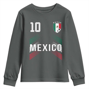 Mexico Soccer Sports Graphic Number 10 Jersey Style Youth Sweatshirt Proud Mexican Football Fans Game Day Pride TS02 Dark Heather Print Your Wear