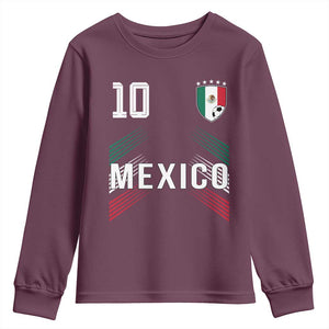 Mexico Soccer Sports Graphic Number 10 Jersey Style Youth Sweatshirt Proud Mexican Football Fans Game Day Pride TS02 Maroon Print Your Wear