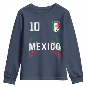 Mexico Soccer Sports Graphic Number 10 Jersey Style Youth Sweatshirt Proud Mexican Football Fans Game Day Pride TS02 Navy Print Your Wear