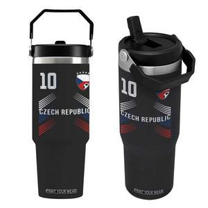 Czech Republic Soccer Sports Graphic Number 10 Jersey Style Flip Straw Tumbler Proud Czechia Football Fans Game Day Pride TS02 One Size: 30 oz Black Print Your Wear