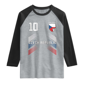 Czech Republic Soccer Sports Graphic Number 10 Jersey Style Raglan Shirt Proud Czechia Football Fans Game Day Pride TS02 Heather Gray Black Print Your Wear