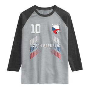 Czech Republic Soccer Sports Graphic Number 10 Jersey Style Raglan Shirt Proud Czechia Football Fans Game Day Pride TS02 Heather Gray Heather Charcoal Print Your Wear