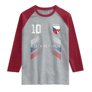 Czech Republic Soccer Sports Graphic Number 10 Jersey Style Raglan Shirt Proud Czechia Football Fans Game Day Pride TS02 Heather Gray Heather Red Print Your Wear