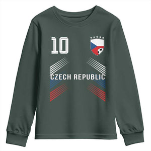 Czech Republic Soccer Sports Graphic Number 10 Jersey Style Youth Sweatshirt Proud Czechia Football Fans Game Day Pride TS02 Dark Forest Green Print Your Wear