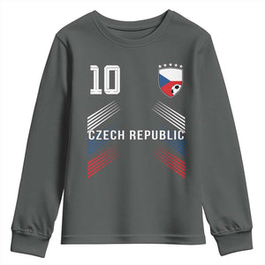 Czech Republic Soccer Sports Graphic Number 10 Jersey Style Youth Sweatshirt Proud Czechia Football Fans Game Day Pride TS02 Dark Heather Print Your Wear