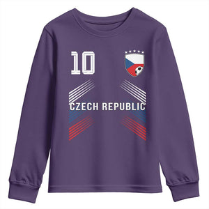 Czech Republic Soccer Sports Graphic Number 10 Jersey Style Youth Sweatshirt Proud Czechia Football Fans Game Day Pride TS02 Purple Print Your Wear