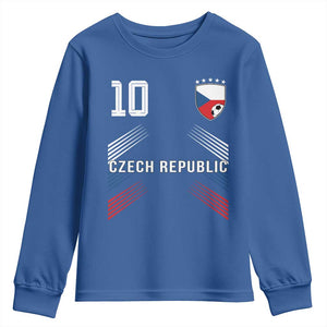 Czech Republic Soccer Sports Graphic Number 10 Jersey Style Youth Sweatshirt Proud Czechia Football Fans Game Day Pride TS02 Royal Blue Print Your Wear