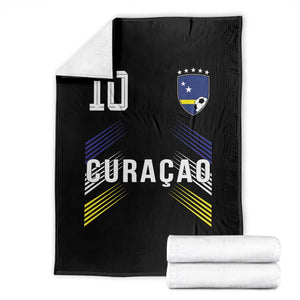 Curacao Soccer Sports Graphic Number 10 Jersey Style Throw Blanket Proud Curaçaoans Football Fans Game Day Pride TS02 Black Print Your Wear