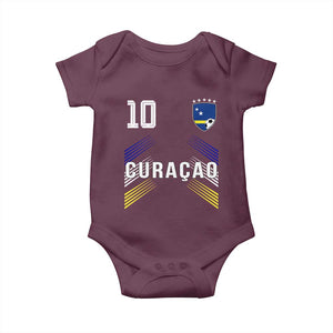 Curacao Soccer Sports Graphic Number 10 Jersey Style Baby Onesie Proud Curaçaoans Football Fans Game Day Pride TS02 Maroon Print Your Wear