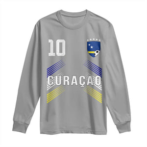Curacao Soccer Sports Graphic Number 10 Jersey Style Long Sleeve Shirt Proud Curaçaoans Football Fans Game Day Pride TS02 Sport Gray Print Your Wear