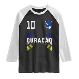 Curacao Soccer Sports Graphic Number 10 Jersey Style Raglan Shirt Proud Curaçaoans Football Fans Game Day Pride TS02 Black White Print Your Wear