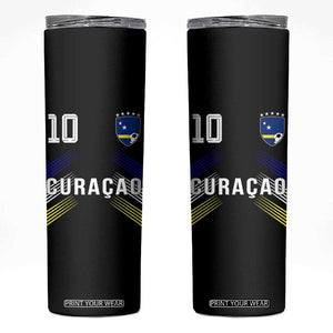 Curacao Soccer Sports Graphic Number 10 Jersey Style Skinny Tumbler Proud Curaçaoans Football Fans Game Day Pride TS02 Black Print Your Wear