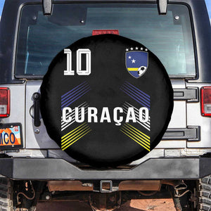 Curacao Soccer Sports Graphic Number 10 Jersey Style Spare Tire Cover Proud Curaçaoans Football Fans Game Day Pride TS02 No hole Black Print Your Wear