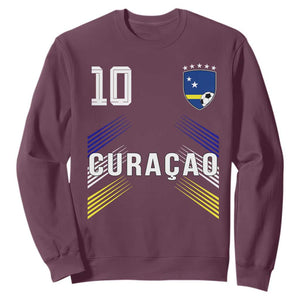 Curacao Soccer Sports Graphic Number 10 Jersey Style Sweatshirt Proud Curaçaoans Football Fans Game Day Pride TS02 Maroon Print Your Wear