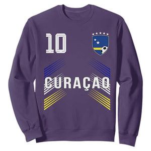 Curacao Soccer Sports Graphic Number 10 Jersey Style Sweatshirt Proud Curaçaoans Football Fans Game Day Pride TS02 Purple Print Your Wear