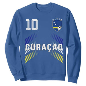 Curacao Soccer Sports Graphic Number 10 Jersey Style Sweatshirt Proud Curaçaoans Football Fans Game Day Pride TS02 Royal Blue Print Your Wear