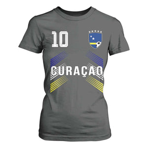 Curacao Soccer Sports Graphic Number 10 Jersey Style T Shirt For Women Proud Curaçaoans Football Fans Game Day Pride TS02 Dark Heather Print Your Wear