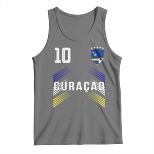 Curacao Soccer Sports Graphic Number 10 Jersey Style Tank Top Proud Curaçaoans Football Fans Game Day Pride TS02 Black Heather Print Your Wear