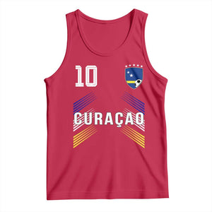 Curacao Soccer Sports Graphic Number 10 Jersey Style Tank Top Proud Curaçaoans Football Fans Game Day Pride TS02 Red Print Your Wear