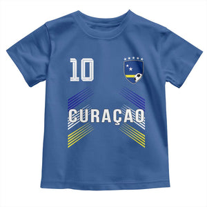 Curacao Soccer Sports Graphic Number 10 Jersey Style Toddler T Shirt Proud Curaçaoans Football Fans Game Day Pride TS02 Royal Blue Print Your Wear