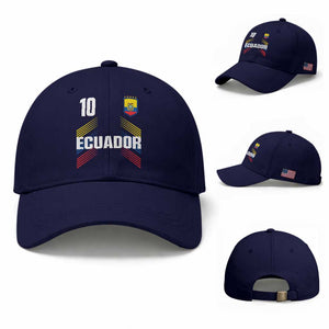 Ecuador Soccer Sports Graphic Number 10 Jersey Style Baseball Cap Proud Ecuadorian Football Fans Game Day Pride TS02 Baseball Cap Universal Fit Dark Blue Print Your Wear