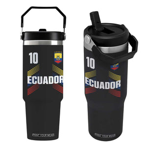 Ecuador Soccer Sports Graphic Number 10 Jersey Style Flip Straw Tumbler Proud Ecuadorian Football Fans Game Day Pride TS02 One Size: 30 oz Black Print Your Wear