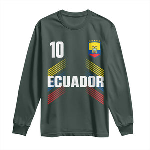 Ecuador Soccer Sports Graphic Number 10 Jersey Style Long Sleeve Shirt Proud Ecuadorian Football Fans Game Day Pride TS02 Dark Forest Green Print Your Wear