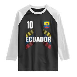 Ecuador Soccer Sports Graphic Number 10 Jersey Style Raglan Shirt Proud Ecuadorian Football Fans Game Day Pride TS02 Black White Print Your Wear